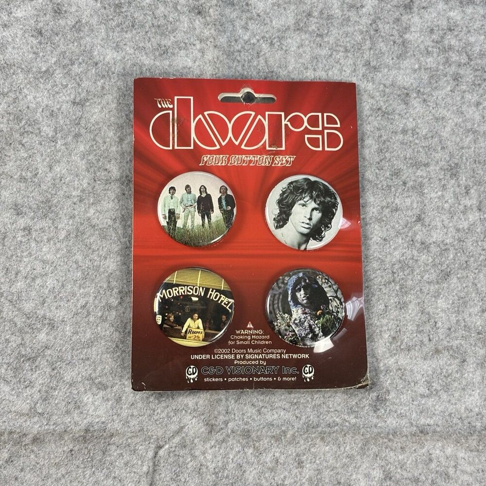 Vintage 2002 The Doors 1.5" Four Button Set 4 C&D Visionary New / Sealed